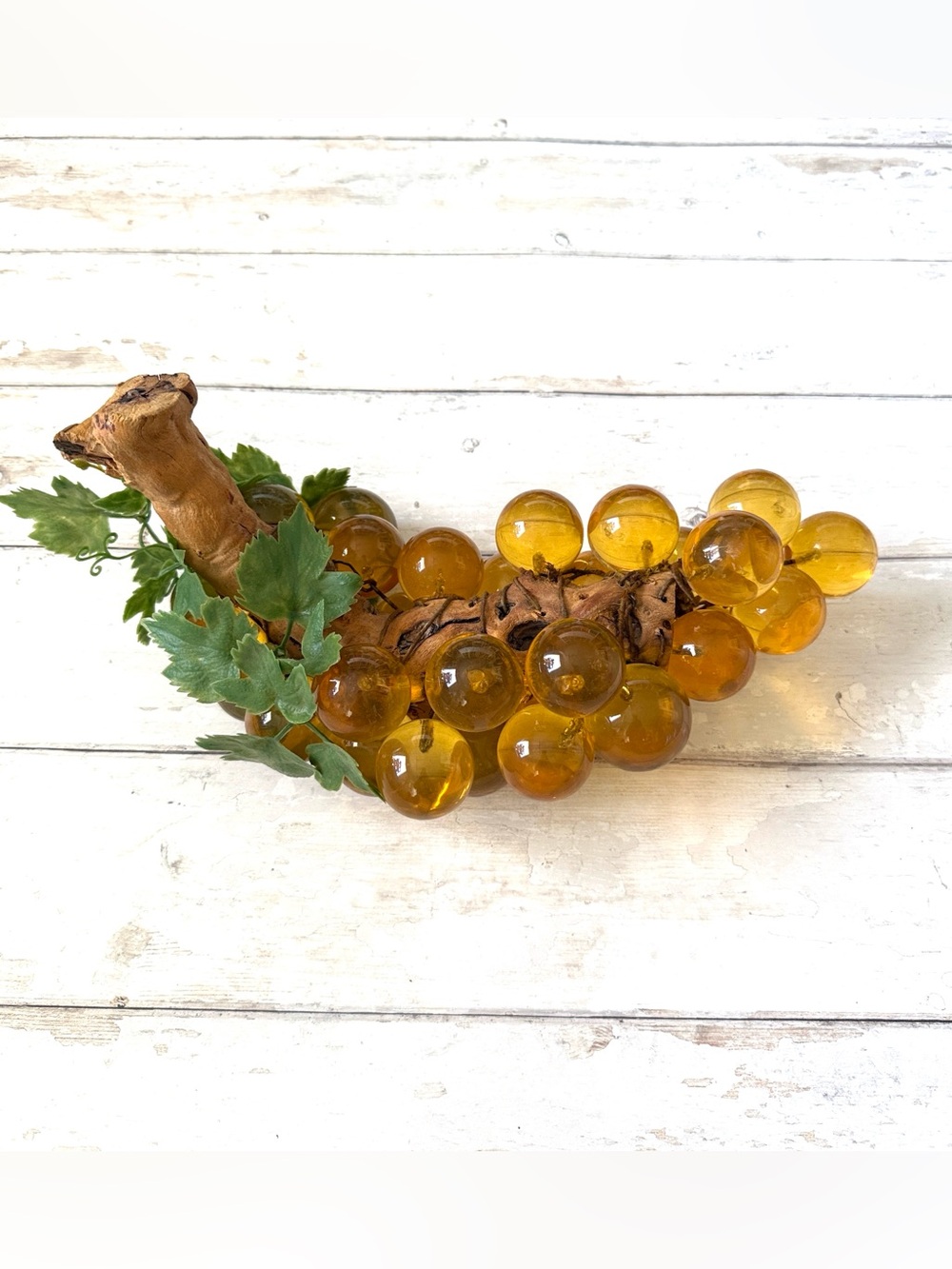Murano Glass Grape Cluster Large 16in Made in Italy Wood Base
